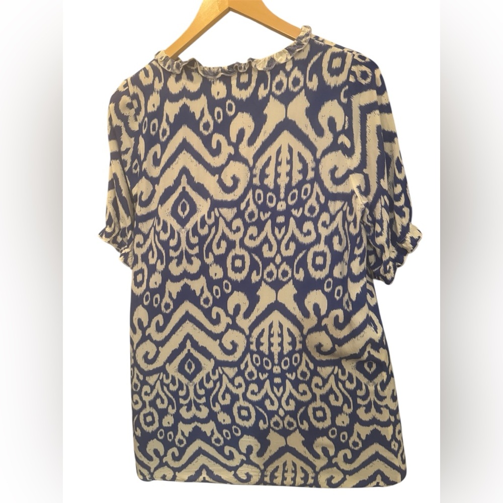 Cupshe Blue & White Ikat Boho Blouse/Shift Dress Size M - Picture 4 of 10